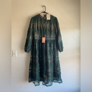 Ivy City Co Long Sleeve Green Lace Sicily Dress